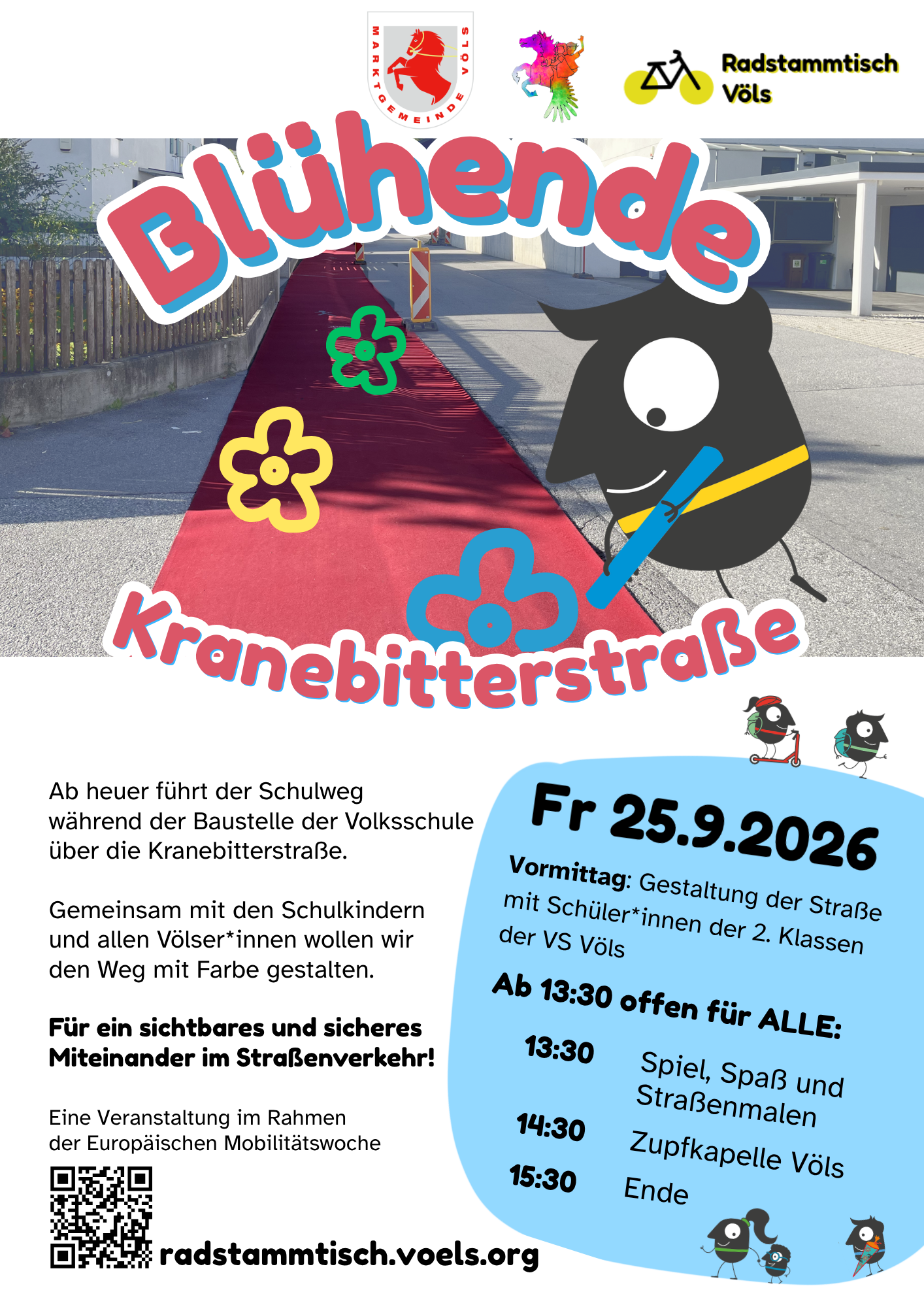 Fotomontage Bunter Schulweg Völs