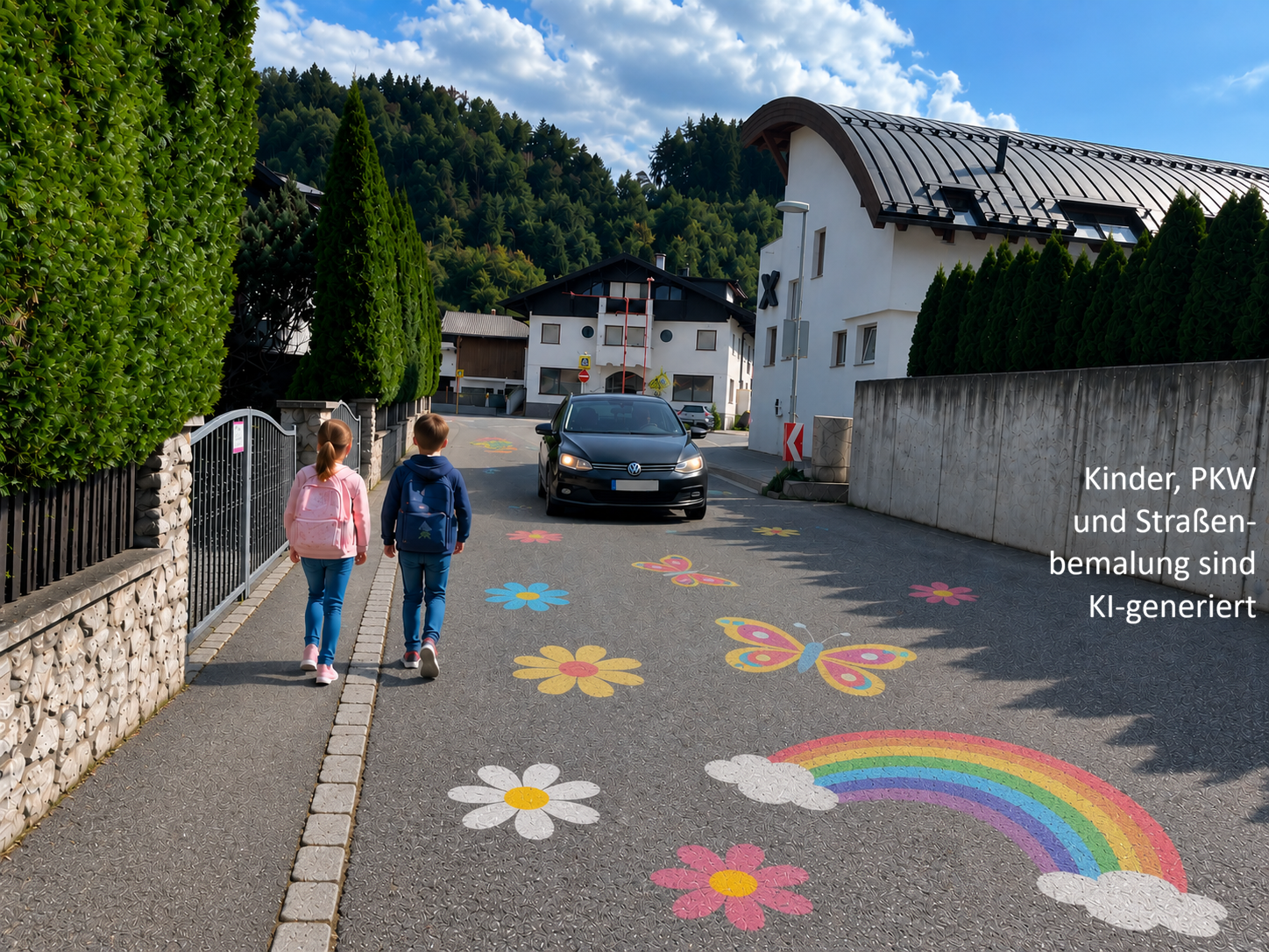 Fotomontage Bunter Schulweg Völs