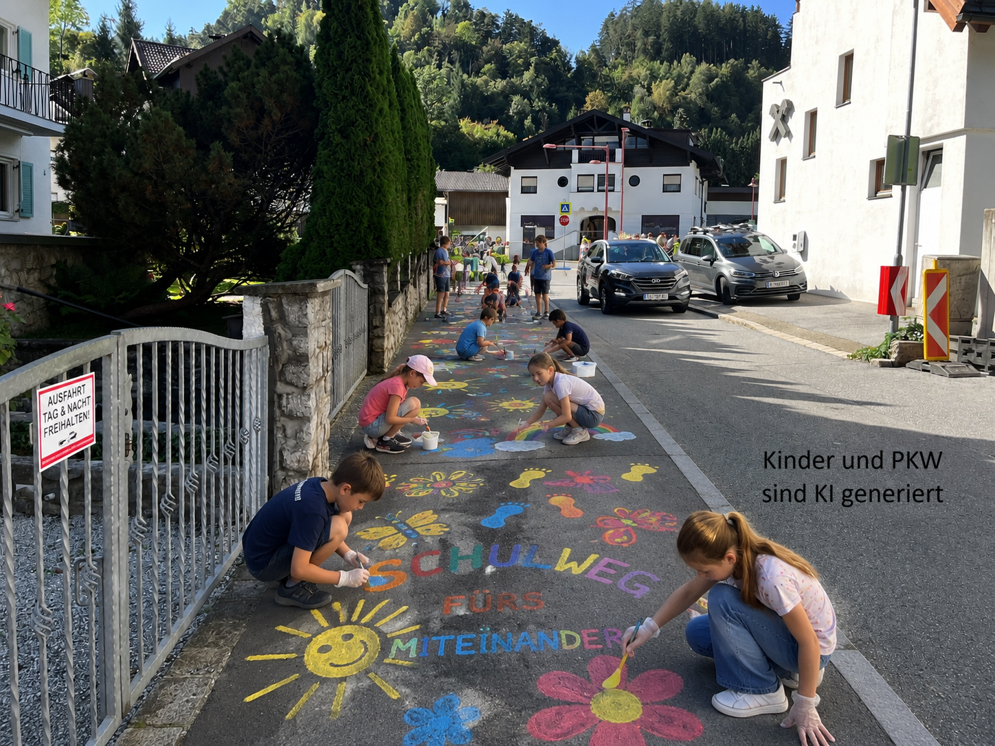 Fotomontage Bunter Schulweg Völs