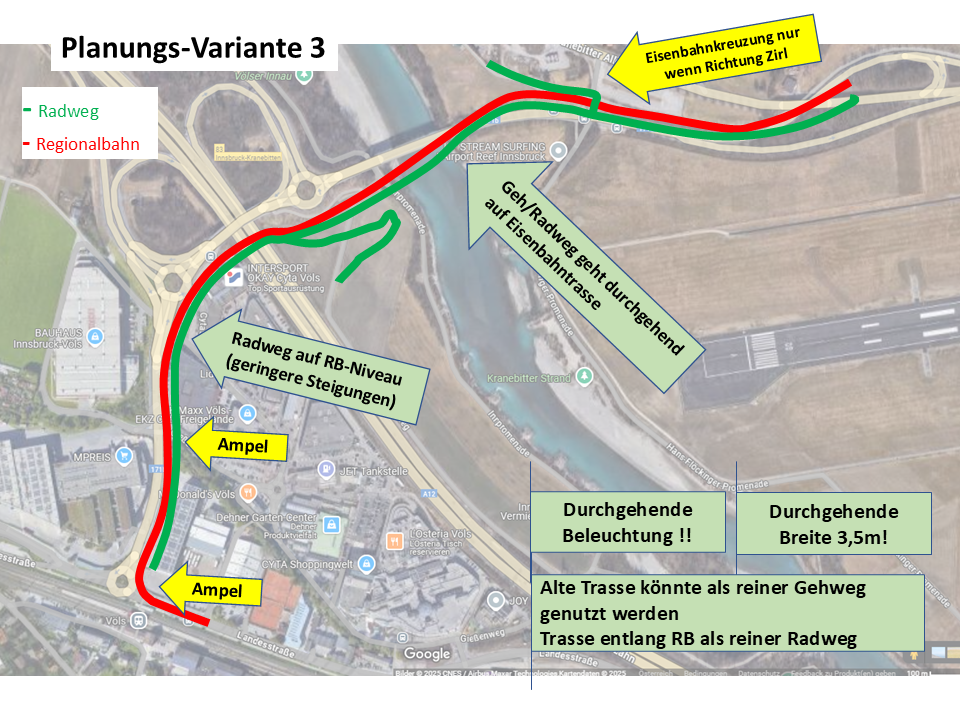Planungsstand Variante 3 ohne beschrankten Bahnübergang